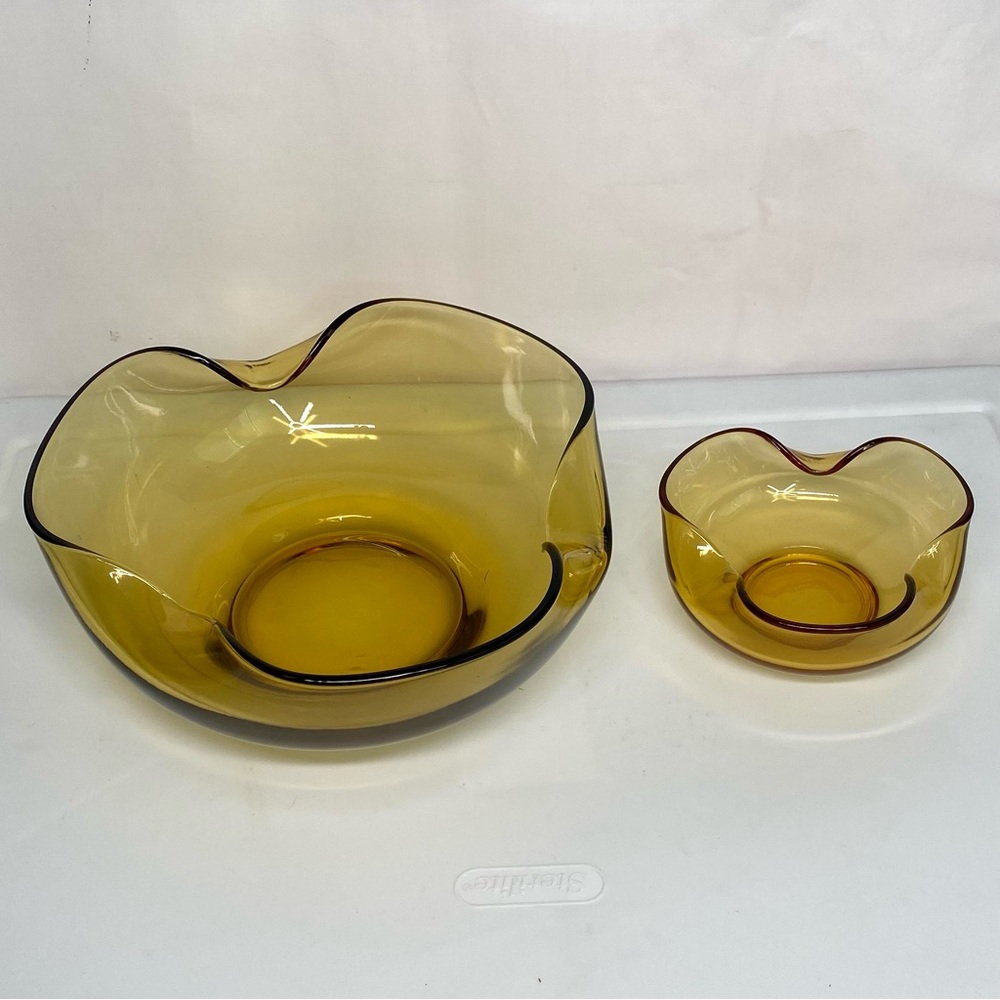 VTG Anchor Hocking Honey Gold Glass Chip & Dip Bowls